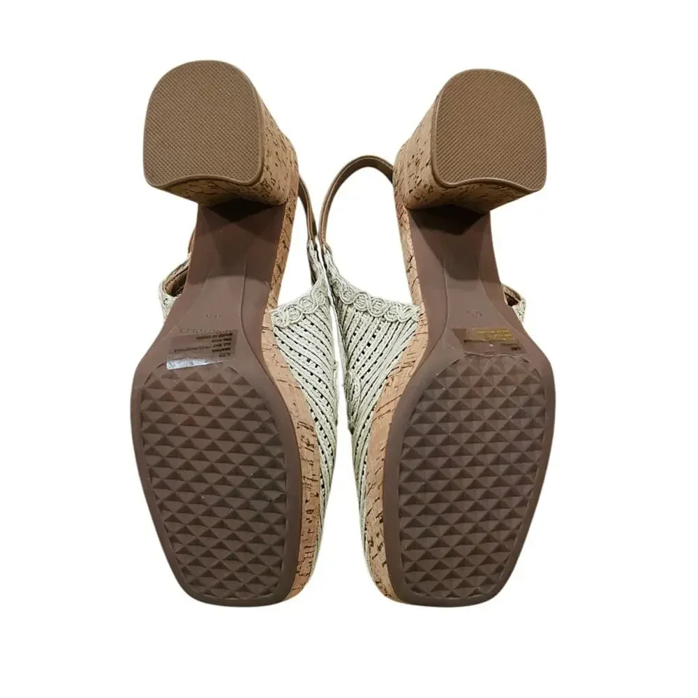 AEROSOLES Platform Slingback in Natural Raffia Fabric STYLE SANTINA Size 6.5 New
